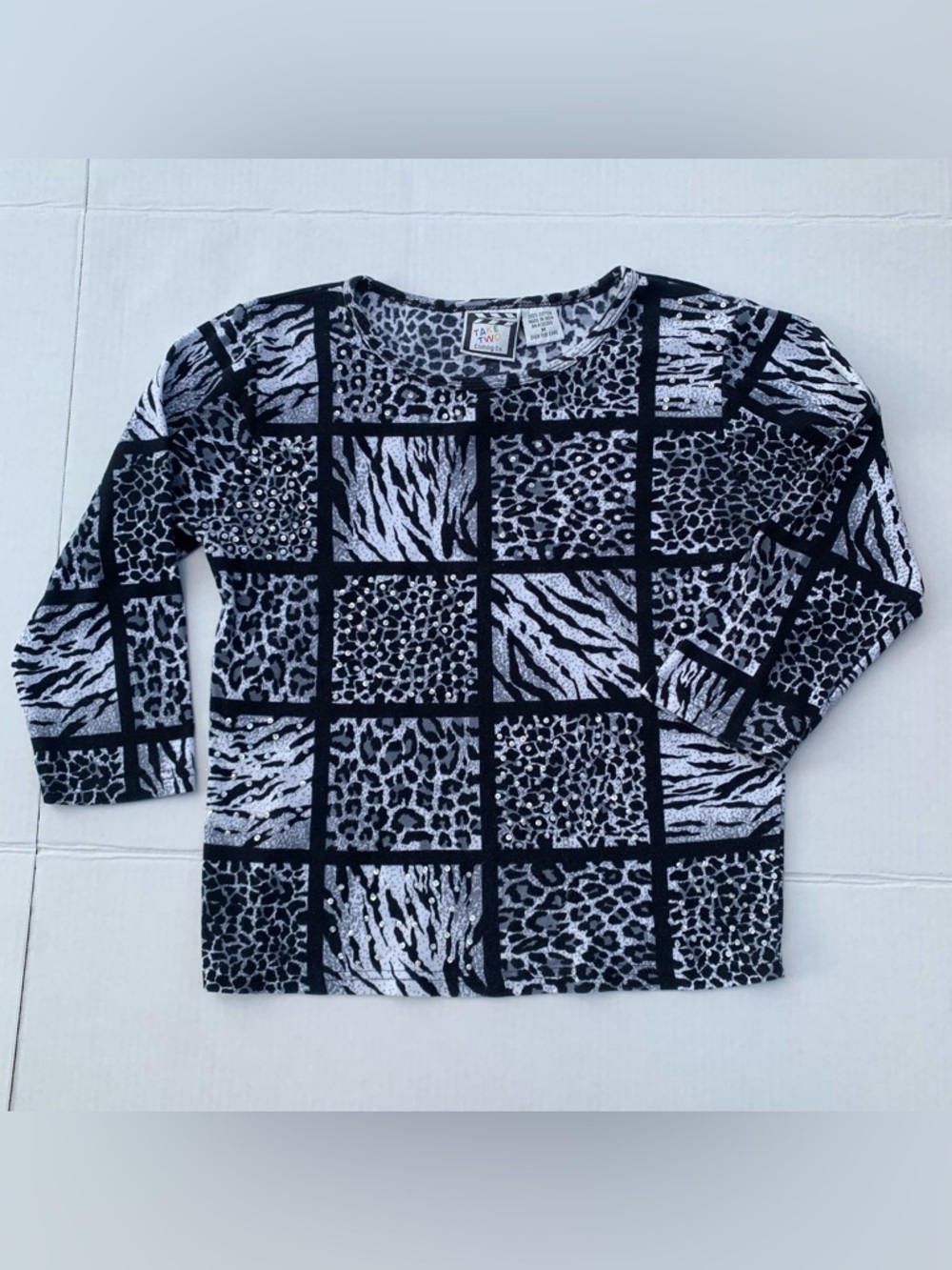 Take two animal print patchwork blouse